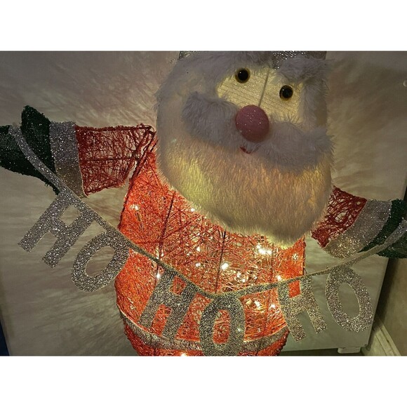 Home Accents Holiday HO HO HO Santa Figurine lighted in box RARE Working - Picture 3 of 16